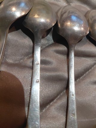 Lote 7 Cucharas de Plata Maciza - joyeria Oriol