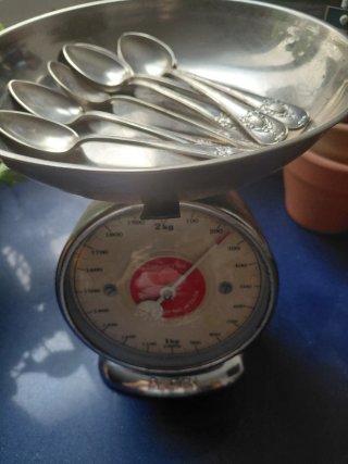 Lote 7 Cucharas postre de Plata  maciza  916.