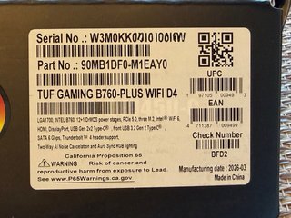 I7-14700KF + TUF B760 + 32GB DDR4 Kingston