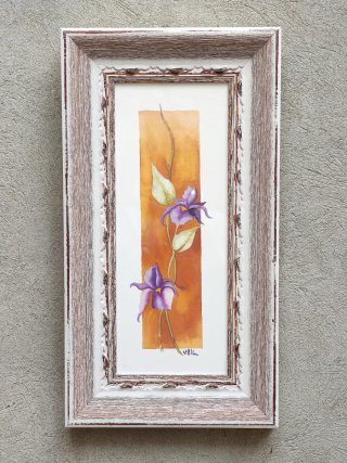 Cuadro acuarela original lirios iris