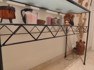Mesa recibidor cristal y metal
