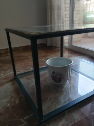 Mesa Centro madera, Cristal y Metal Valenti