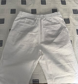 Pantalón Zara Relaxed Fit Lino Blanco Talla S