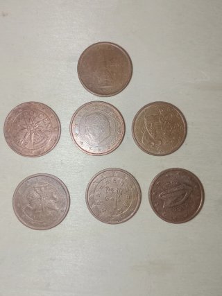 7 monedas 2 céntimos varios países