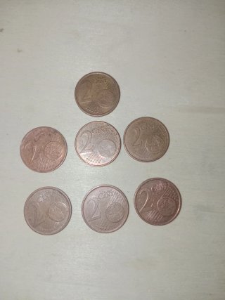 7 monedas 2 céntimos varios países