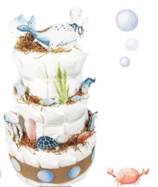 Tarta de pañales océano recién nacido