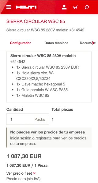 Sierra circular Hilti WSC 85