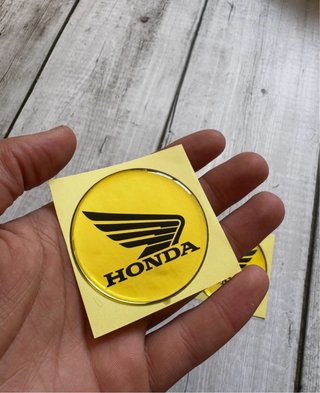 2 EMBLEMAS ADHESIVOS GEL 3D HONDA LOGO ORO MOTO