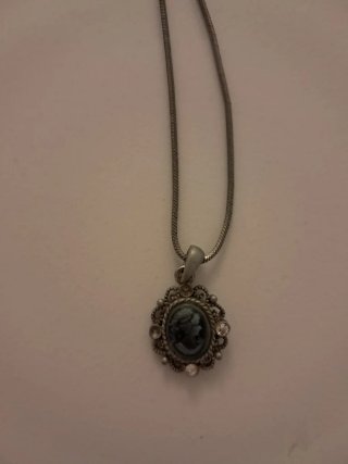 Colgante y cadena Plata Camafeo Negro