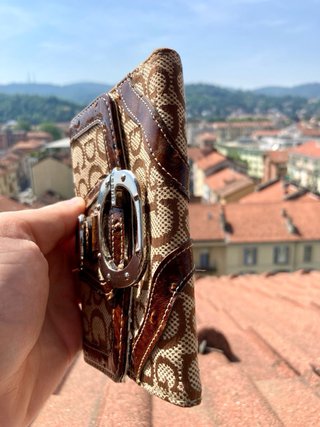 Vintage Guess wallet leather brown silver black
