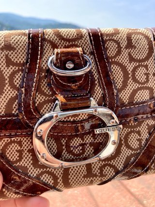 Vintage Guess wallet leather brown silver black