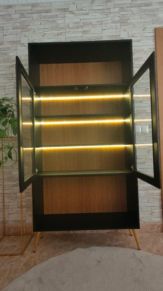 Vitrina Negra Madera y Cristal