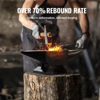 Yunque de Cuerno Único, Yunque de Acero Fundido de 10 kg, Yunque Redondo de Alta Dureza para Herrero, Gran Superficie de Trabajo y Base Estable, con Agujeros Redondos y Cuadrados, Herramienta para...