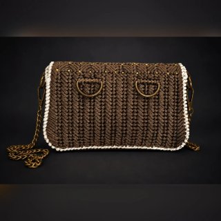 Bolso/riñonera de Crochet hecho a Mano Dorado