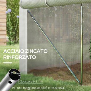 Invernadero de Jardín 4X3M, Invernadero de Túnel con Cubierta de PE y Paredes Enrollables, Puerta y 8 Ventanas de Red, Incluye Etiquetas y Guantes, Blanco