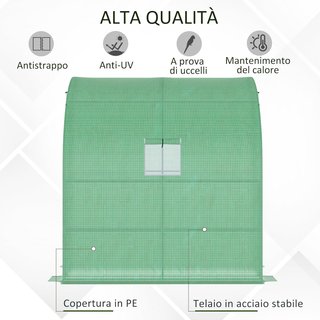 Invernadero de Pared para Plantas y Flores, Invernadero de Jardín con 2 Estantes, de Acero y PE, 200X100X215Cm