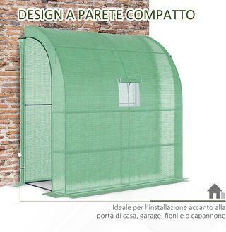 Invernadero de Pared para Plantas y Flores, Invernadero de Jardín con 2 Estantes, de Acero y PE, 200X100X215Cm