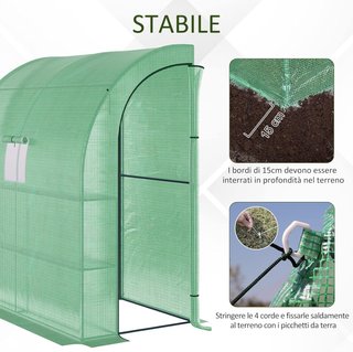 Invernadero de Pared para Plantas y Flores, Invernadero de Jardín con 2 Estantes, de Acero y PE, 200X100X215Cm