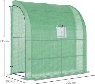 Invernadero de Pared para Plantas y Flores, Invernadero de Jardín con 2 Estantes, de Acero y PE, 200X100X215Cm
