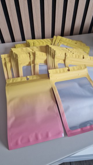 Saquinhos Zip Gradiente Amarelo/Rosa 14x10cm