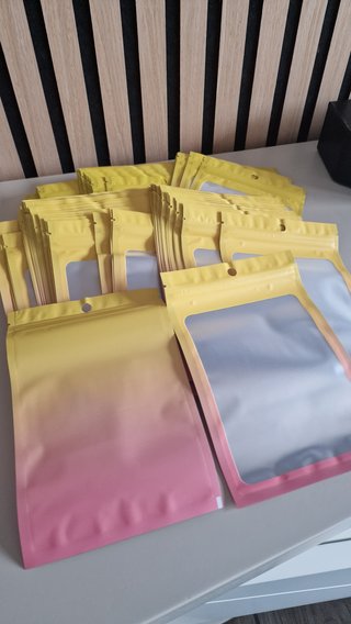 Saquinhos Zip Gradiente Amarelo/Rosa 14x10cm