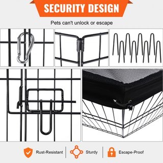 Parque para Perros, Paneles Plegables de Metal para Ejercicio de Perros con Cubierta Superior, Cerca para Mascotas de 24" de Altura, Caja para Cachorros con Estacas para el Suelo, Parque para Perr...
