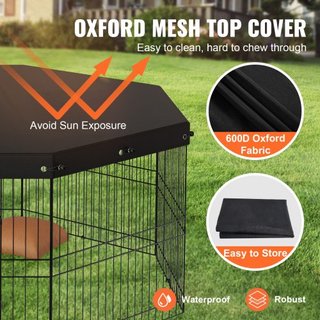 Parque para Perros, Paneles Plegables de Metal para Ejercicio de Perros con Cubierta Superior, Cerca para Mascotas de 24" de Altura, Caja para Cachorros con Estacas para el Suelo, Parque para Perr...