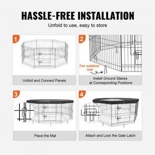 Parque para Perros, Paneles Plegables de Metal para Ejercicio de Perros con Cubierta Superior, Cerca para Mascotas de 24" de Altura, Caja para Cachorros con Estacas para el Suelo, Parque para Perr...