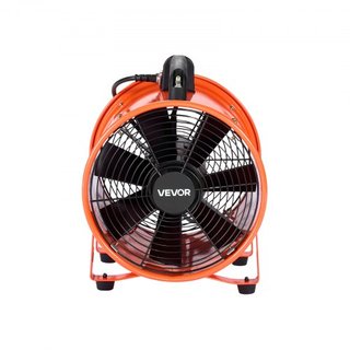 Ventilador portátil de 25.4 cm, soplador industrial de 2 velocidades con manguera flexible de 10 m, ventilador axial de escape para sótanos, talleres, almacenes y espacios confinados, naranja