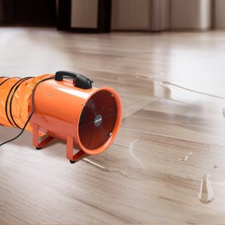 Ventilador portátil de 40.6 cm, ventilador industrial de alta velocidad de 2 velocidades 5175CFM con manguera flexible de 5 m, ventilador axial de escape para sótanos, talleres, almacenes, naranja