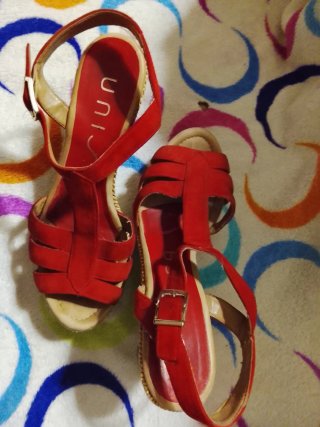 Sandalias cuña rojas mujer talla 37