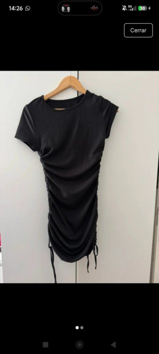 Vestido negro mini fruncido talla M