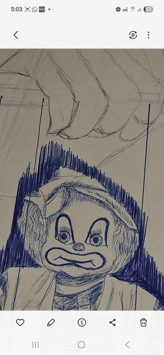 Dibujo antiguo bolígrafo payaso marioneta