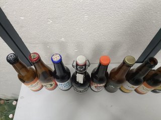 Lotto di 29 bottiglie di birra artigianale vuote di varie marche e stili