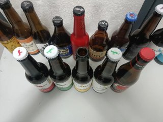Lotto di 29 bottiglie di birra artigianale vuote di varie marche e stili