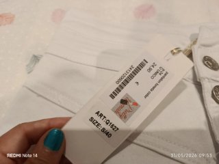 Falda vaquera blanca entallada XS