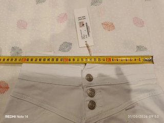 Falda vaquera blanca entallada XS