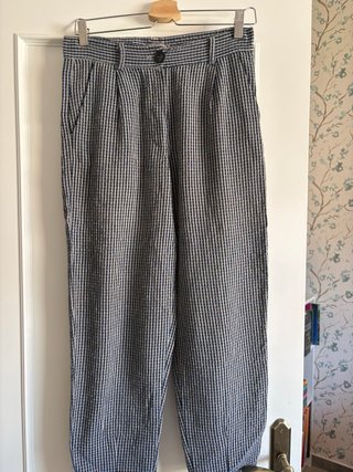 Pantalón cuadros azul y gris