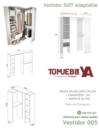 Armario vestidor blanco y gris