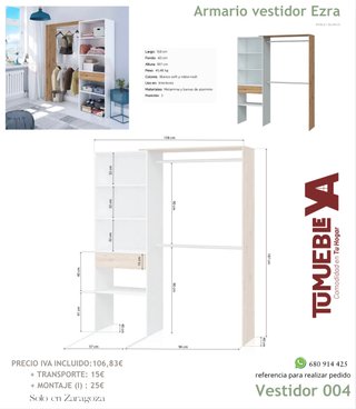 Armario vestidor blanco y gris
