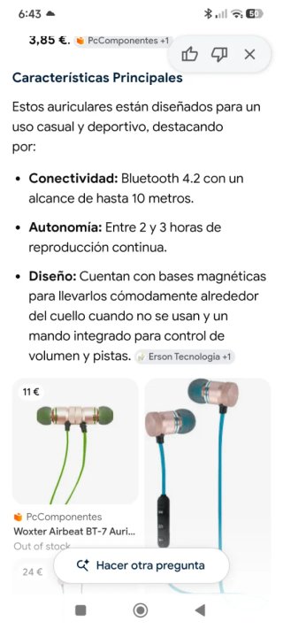 Auriculares Woxter Airbeat BT-7 Bluetooth Verde
