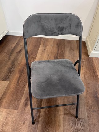 2 Sillas Plegables Terciopelo Gris