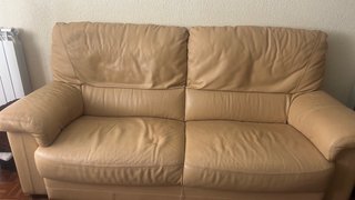Sofá 3 plazas polipiel beige