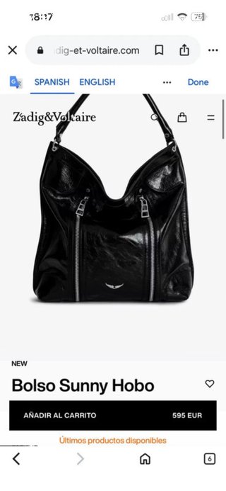 Bolso Zadig & Voltaire Negro Piel Cremalleras