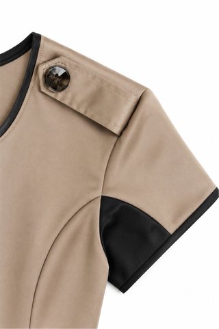 Nuevo Vestido Marrón elegante con cinturón T.S