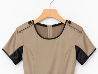 Nuevo Vestido Marrón elegante con cinturón T.S