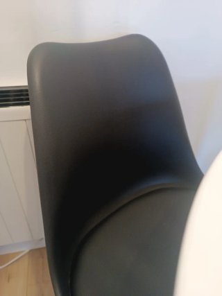 Mesa comedor JEGIND Ø105 blanco/natural +4 sillas