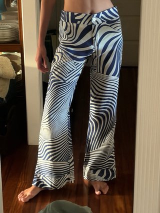 Pantalón Laagam Estampado Azul y Blanco