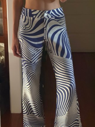 Pantalón Laagam Estampado Azul y Blanco