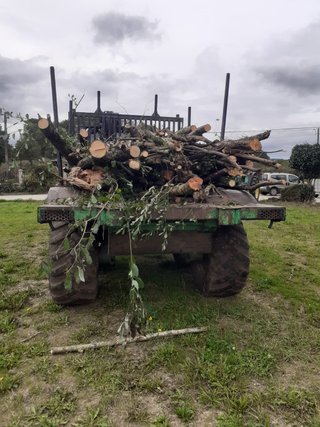 Tractor New Holland con grúa forestal